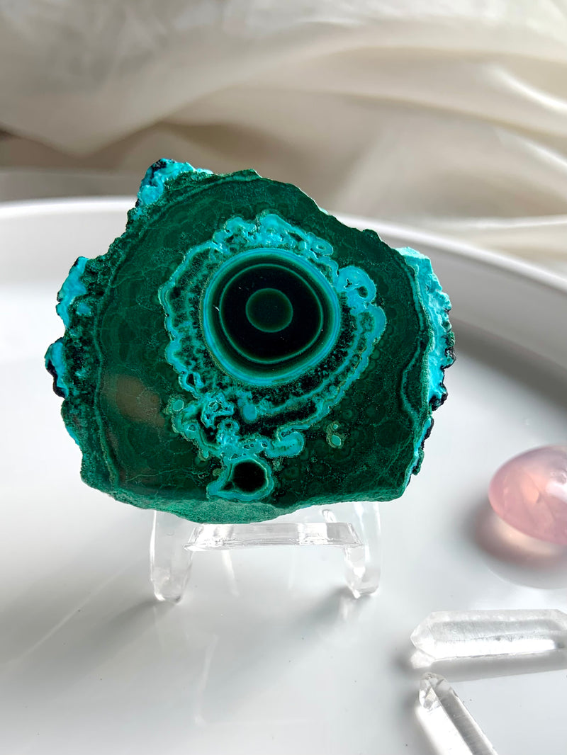 Rare Evil Eye Malachite Chrysocolla Cluster