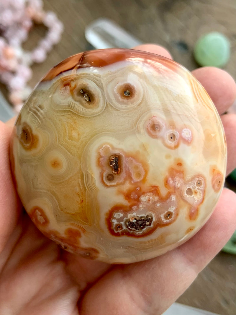 Rare Orbicular Carnelian Palmstone