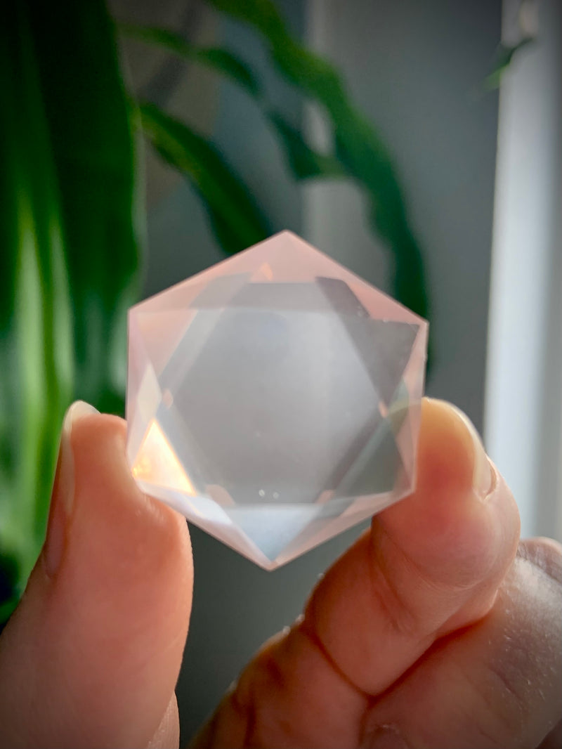 Faceted Girasol Rose Quartz Hexagons