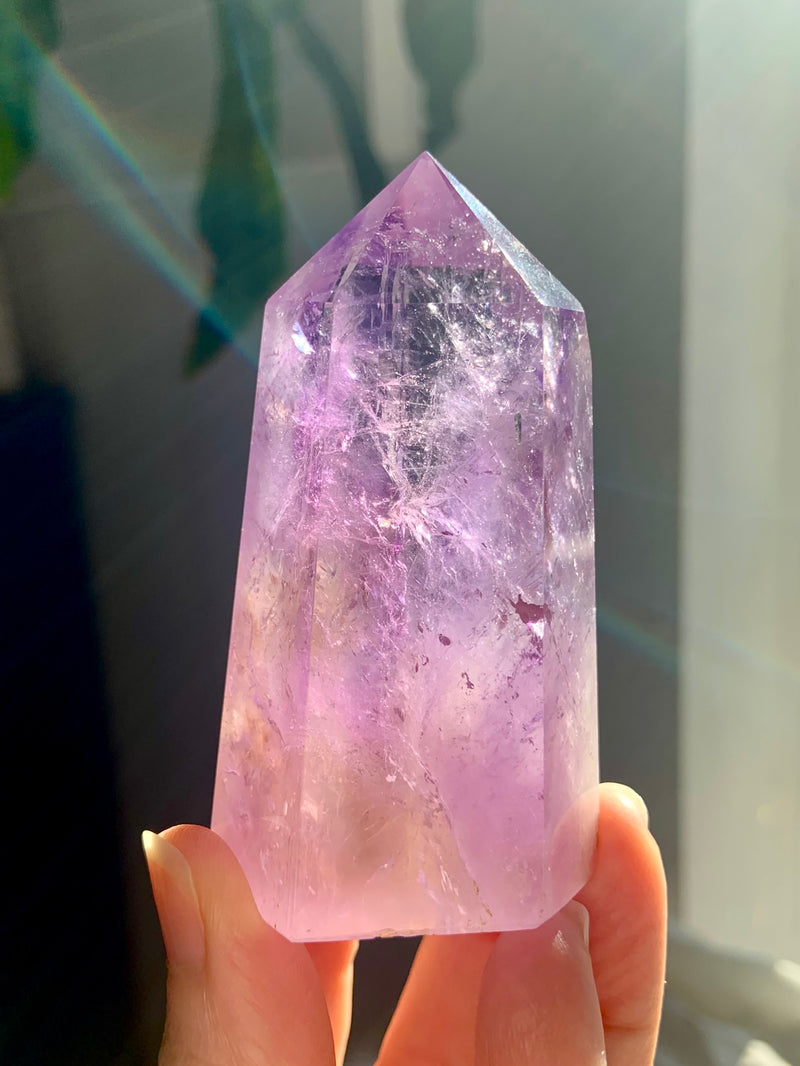 Smokey Amethyst Point with Golden Healer