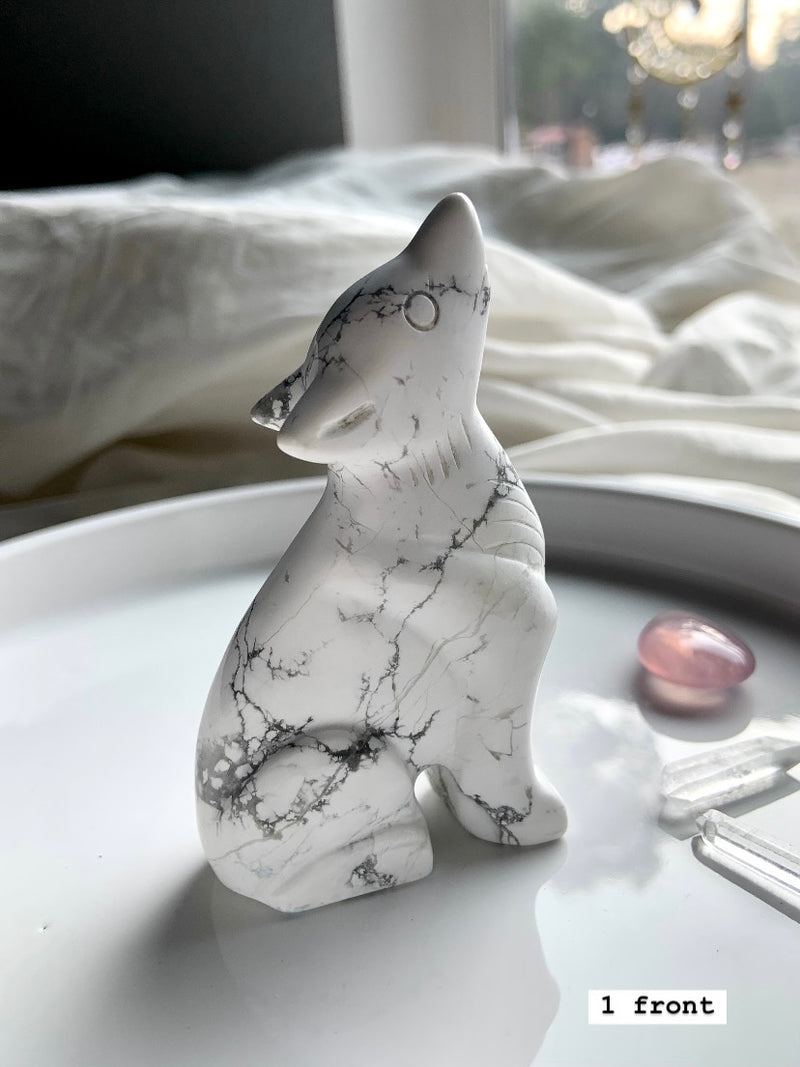 Howlite Wolf Carvings