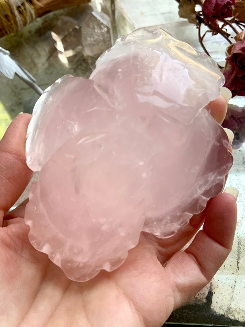 Rose Quartz Flower Carving