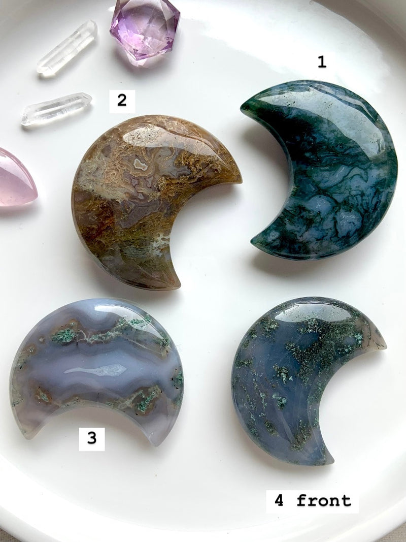 Chunky Moss Agate Moons