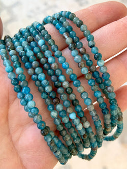 Blue Apatite Wrap Bracelet or Beaded Necklace