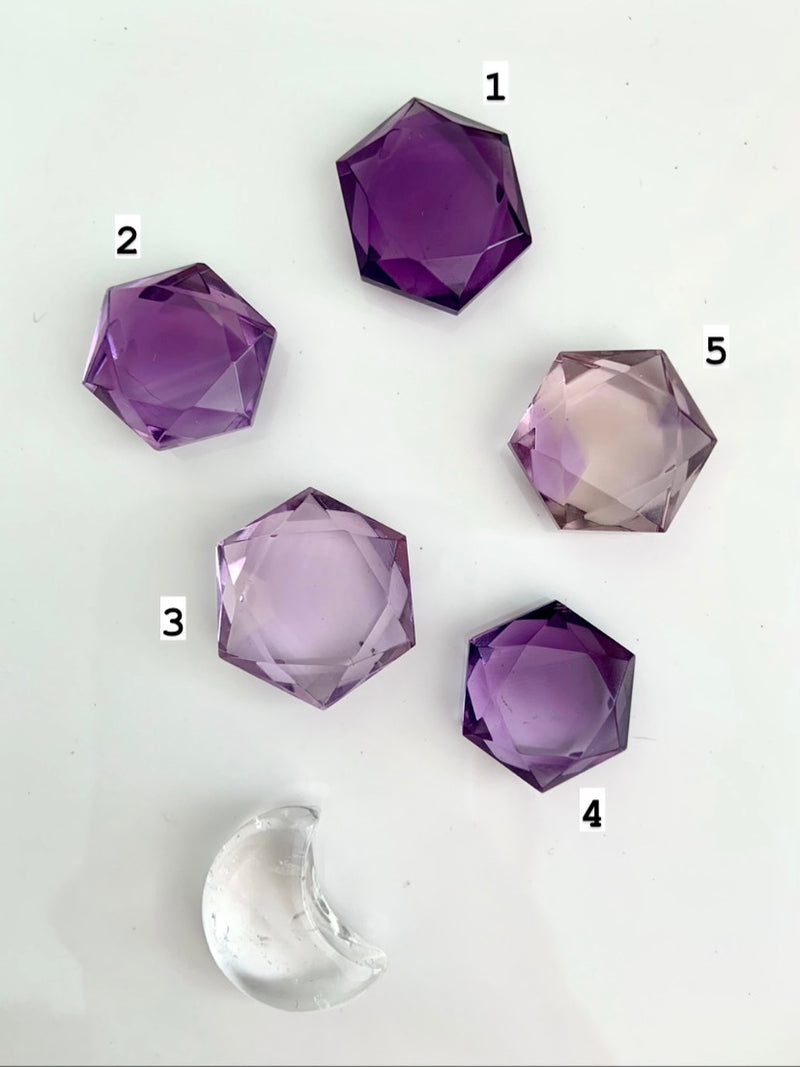 Mini Faceted Amethyst Hexagons