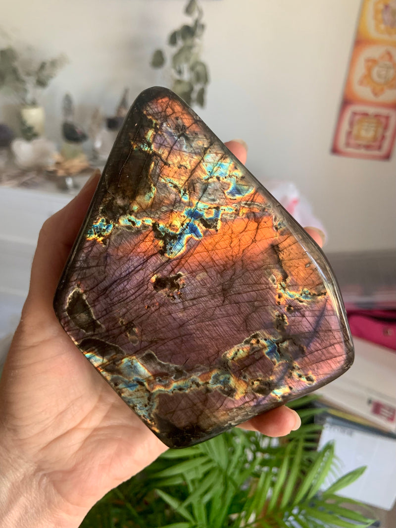 Orange + Purple Labradorite Statement Piece