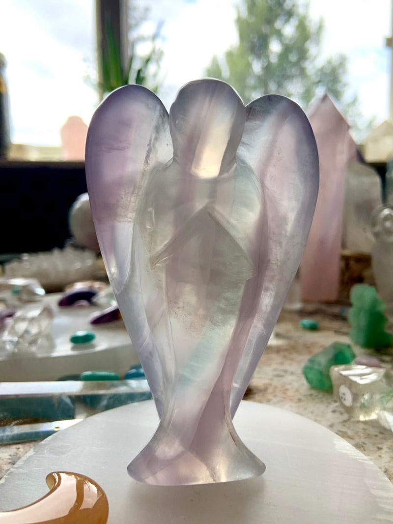Yttrium Fluorite Crystal Angel Figurine