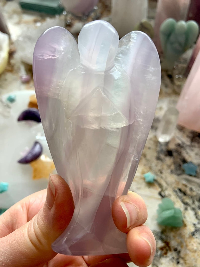 Yttrium Fluorite Crystal Angel Figurine