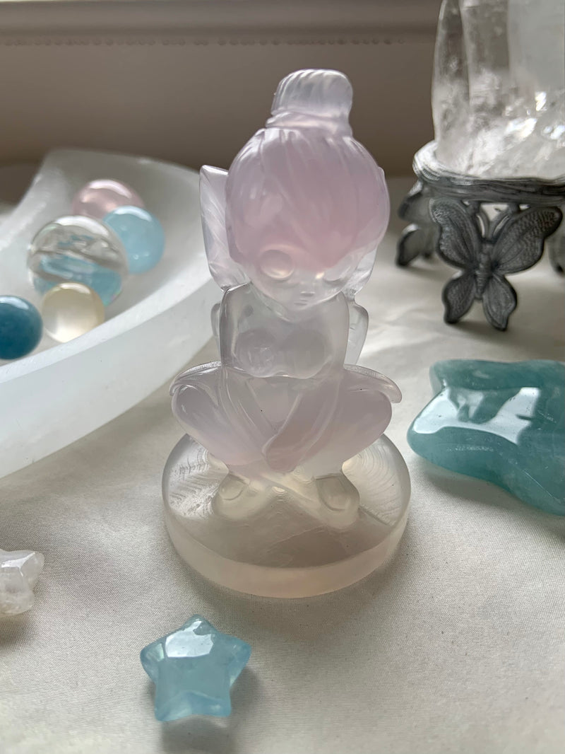 Yttrium Fluorite Tinkerbell Fairy~ Hand-Carved Crystal Fairy