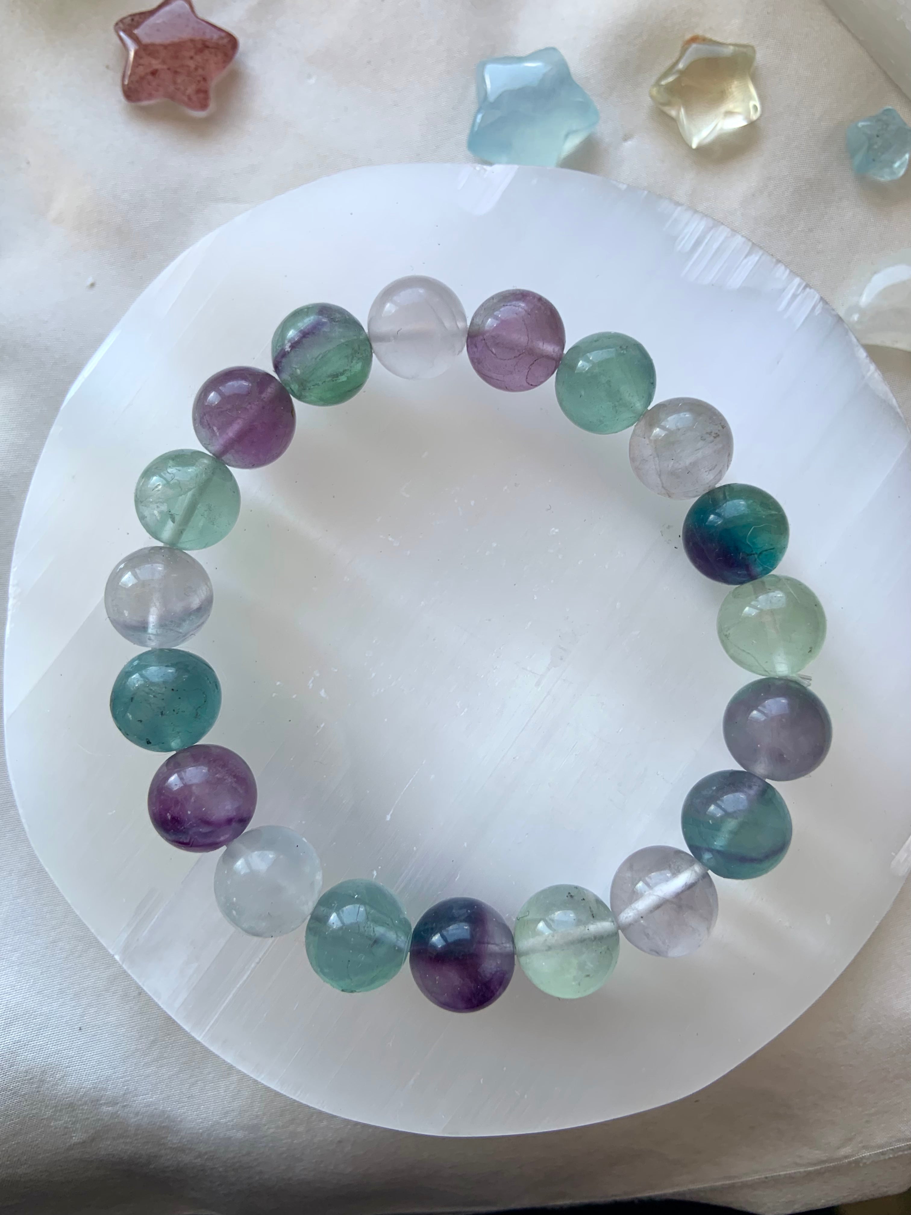 Bracelet Fluorite Violette - 10 mm - La structure - Madame Gemme