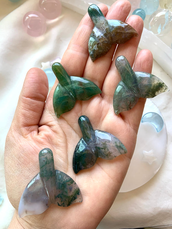 Moss Agate Whale Tail