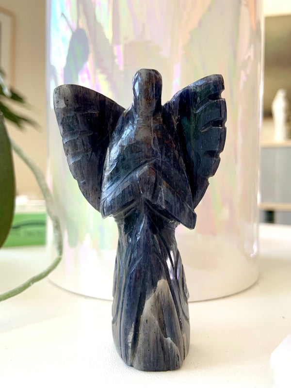 Hand-Carved Iolite Angel from India