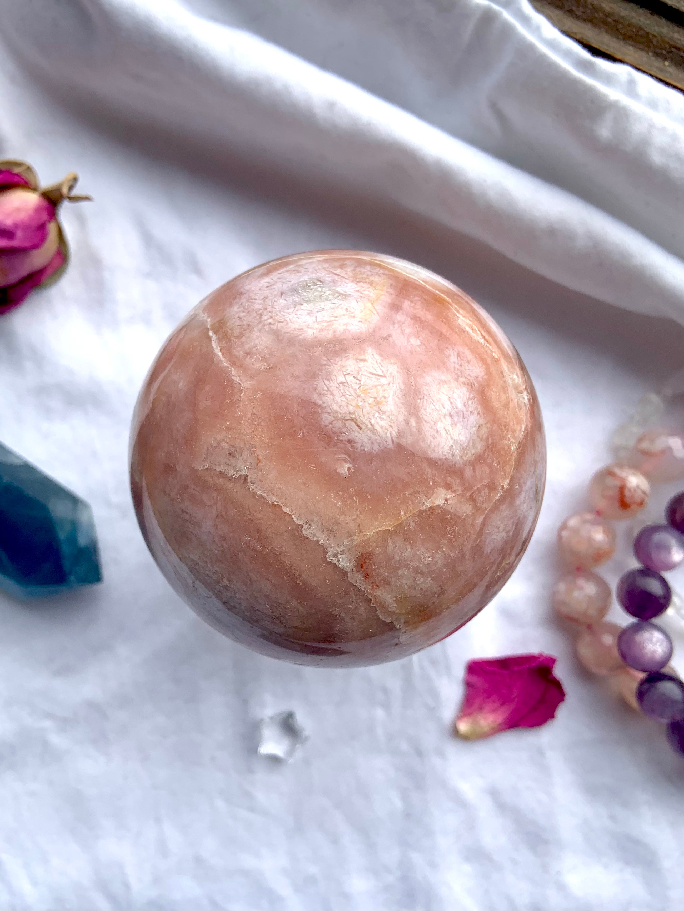 RESERVED Druzy Pink and Green Flower Agate Sphere with amazing buying Color 53mm