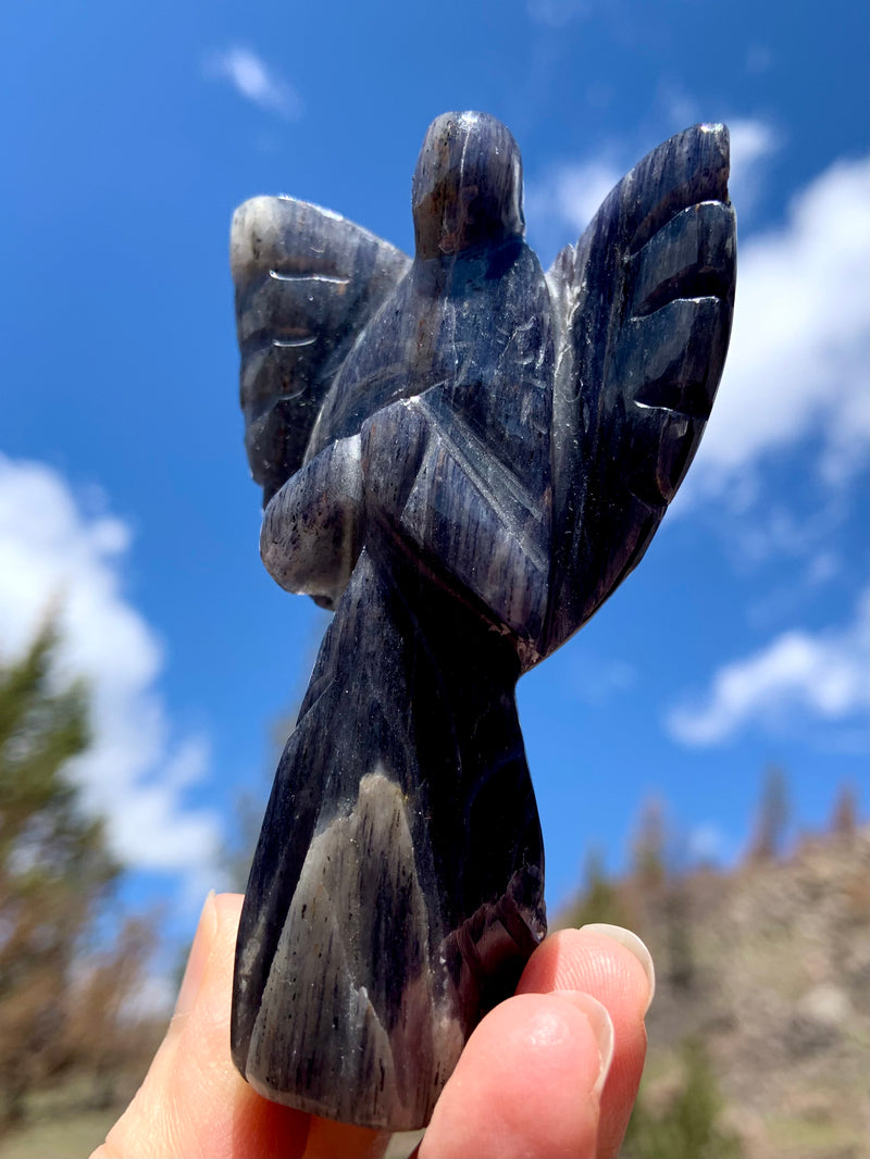 Hand-Carved Iolite Angel from India