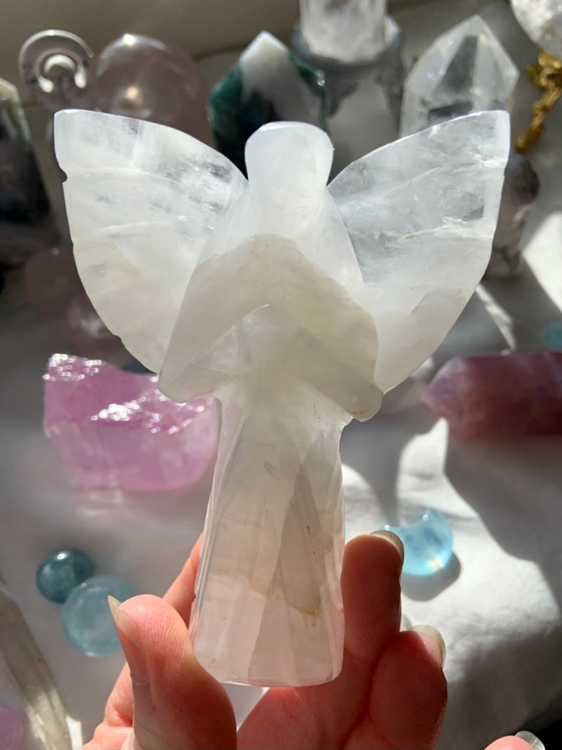 White Quartz Angel Carving from India