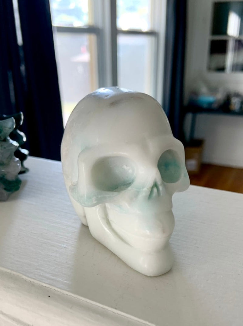 Blue Aragonite Crystal Skull