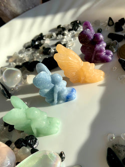 MINI CRYSTAL FAIRIES ~ Orange Calcite, Lepidolite, Blue Aventurine + Green Aventurine Crystal Fairy