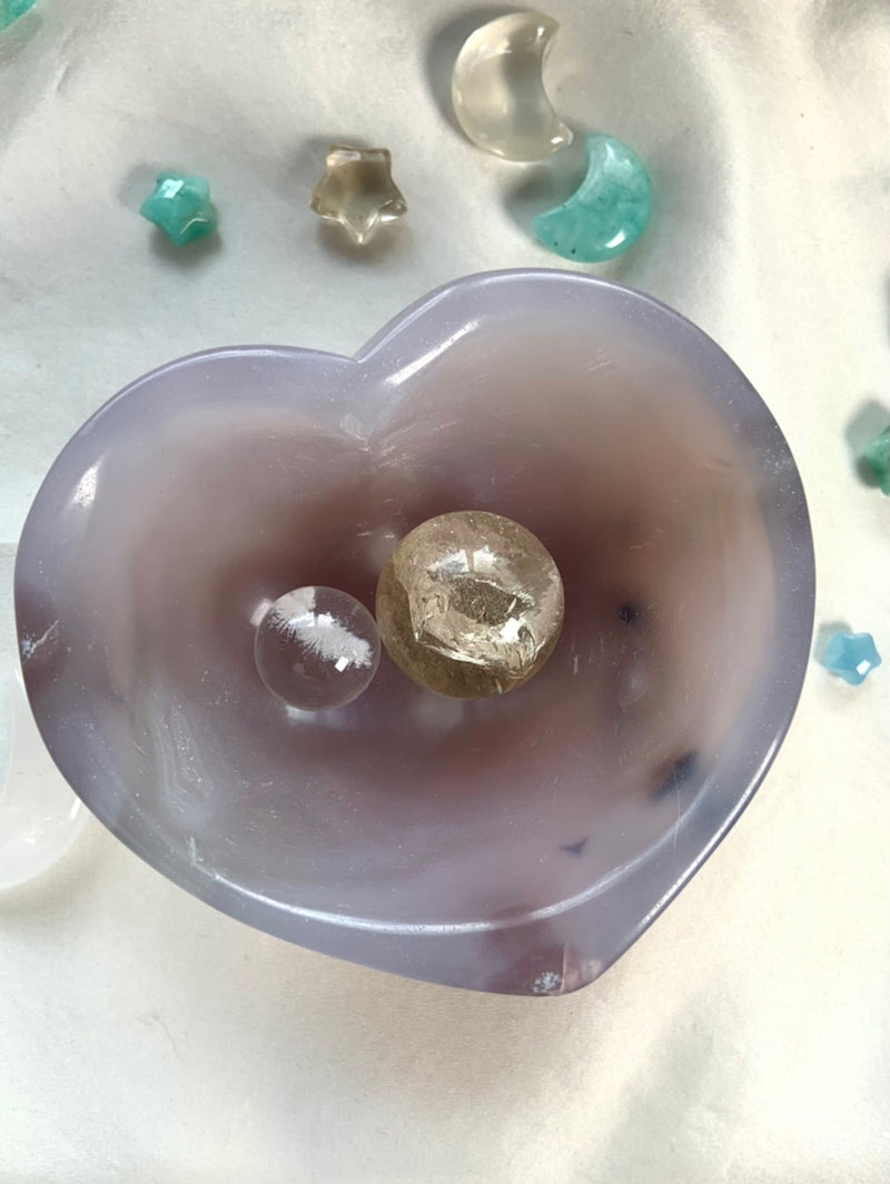 Heart-Shaped Agate Offering Bowl