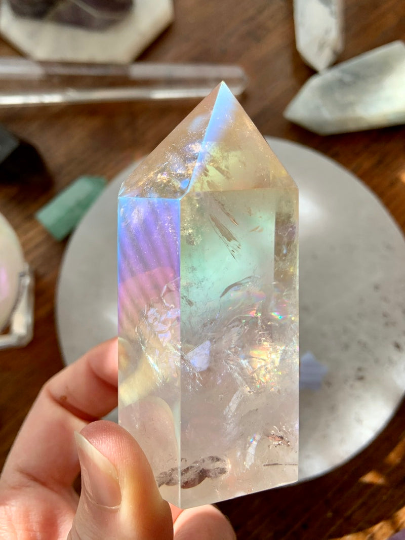 Angel Aura QUARTZ CRYSTAL Tower with Rainbows 1