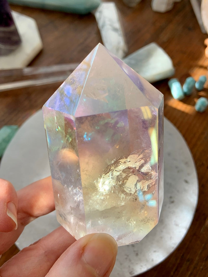 Angel Aura QUARTZ CRYSTAL Tower with Rainbows 1