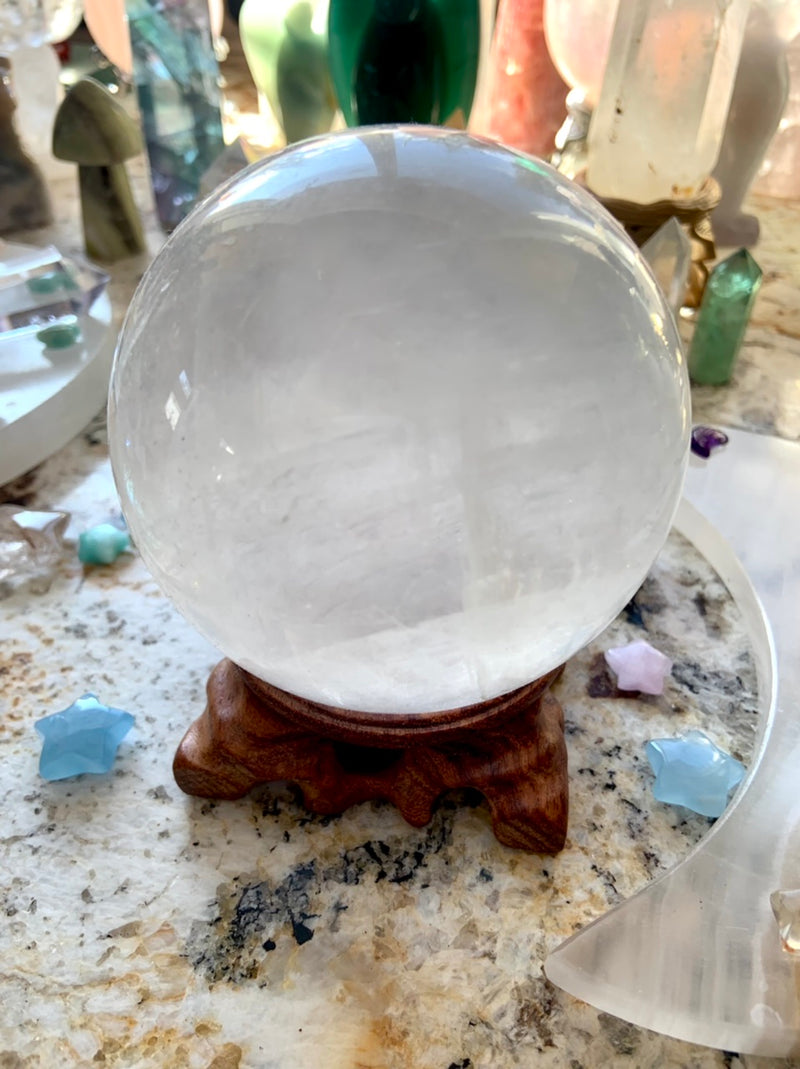 Jumbo Wood Sphere Stand + Crystal Specimen Display
