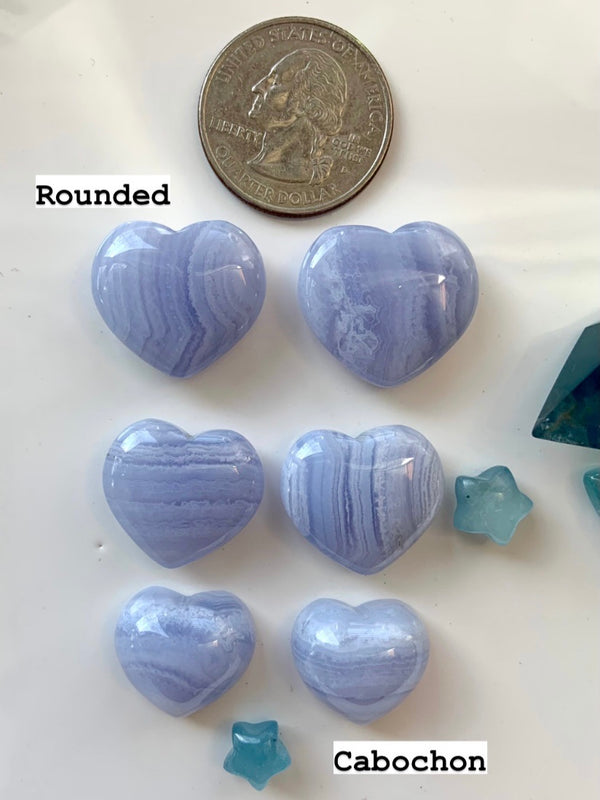Blue Lace Agate Hearts + Cabochons