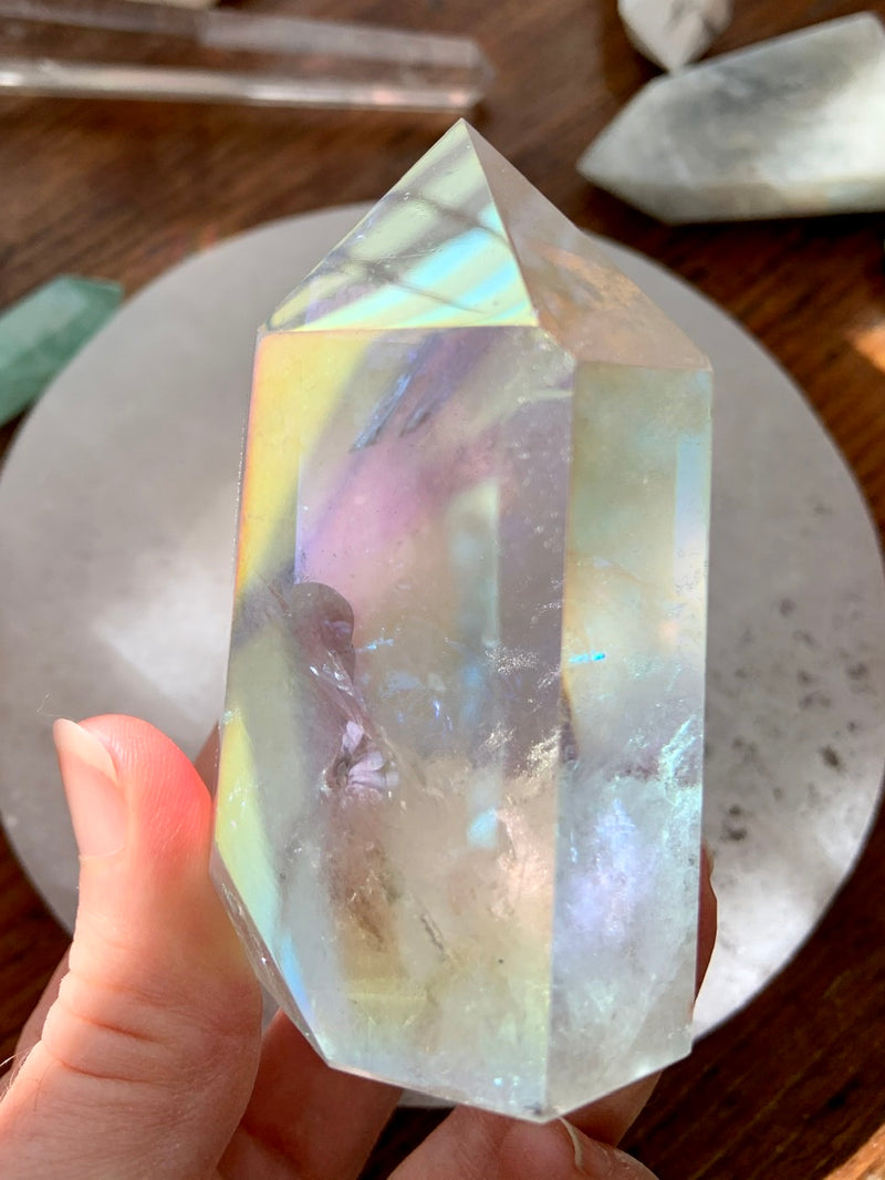 Angel Aura QUARTZ CRYSTAL Tower with Rainbows 1