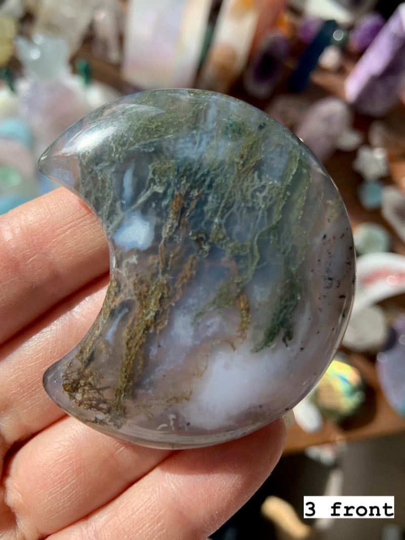 Chunky Moss Agate Moons