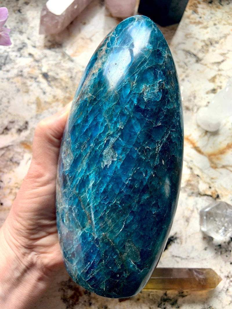 XL BLUE APATITE FREEFORM Display Piece, over 4 lbs