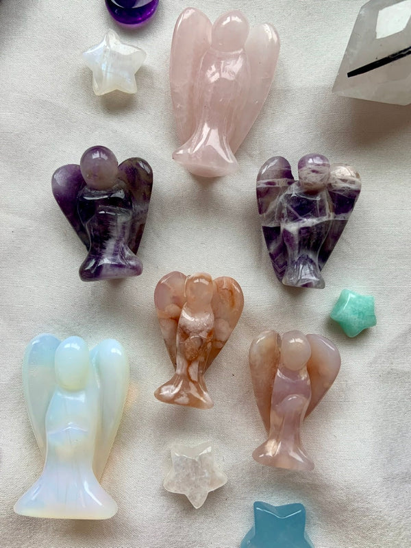 MINI CRYSTAL ANGEL SQUAD ~ Hand-Carved Crystal Angels ~ Choose Your Stone