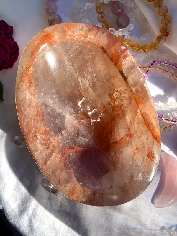 Large Fire Quartz Crystal Bowl