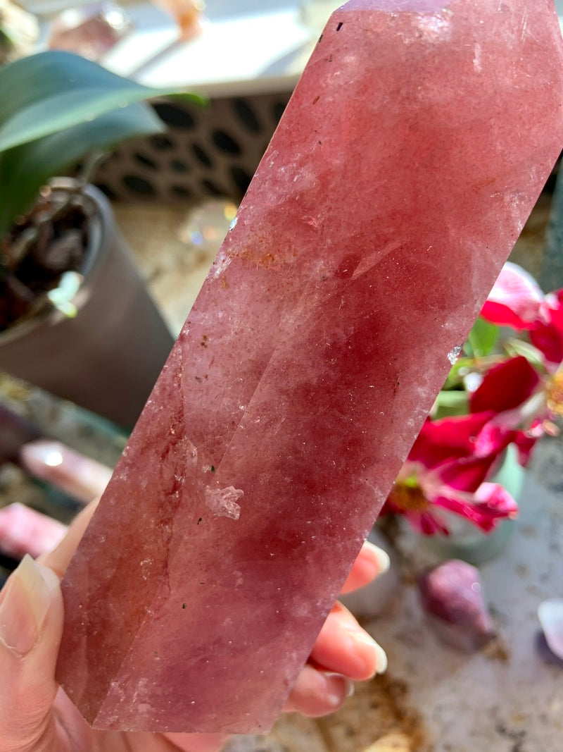 Big + Sparkly STRAWBERRY QUARTZ TOWER