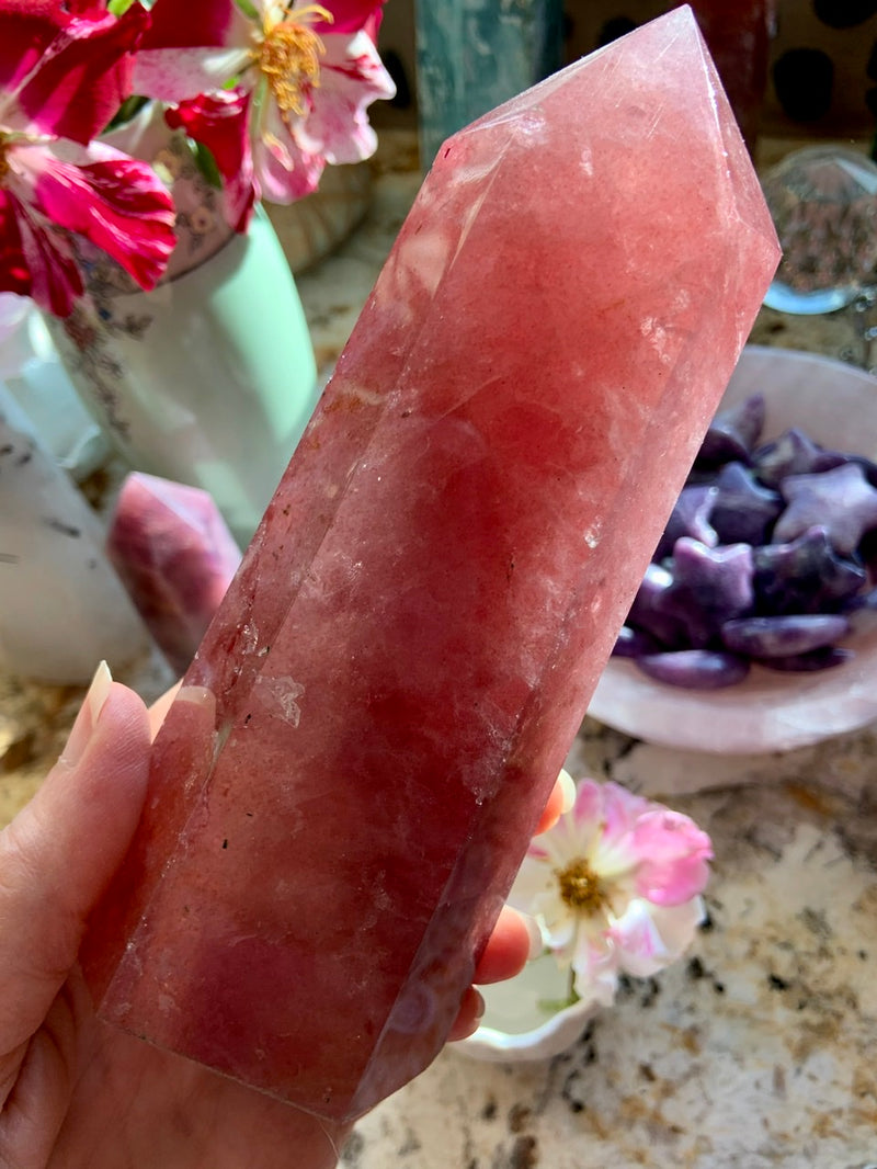 Big + Sparkly STRAWBERRY QUARTZ TOWER