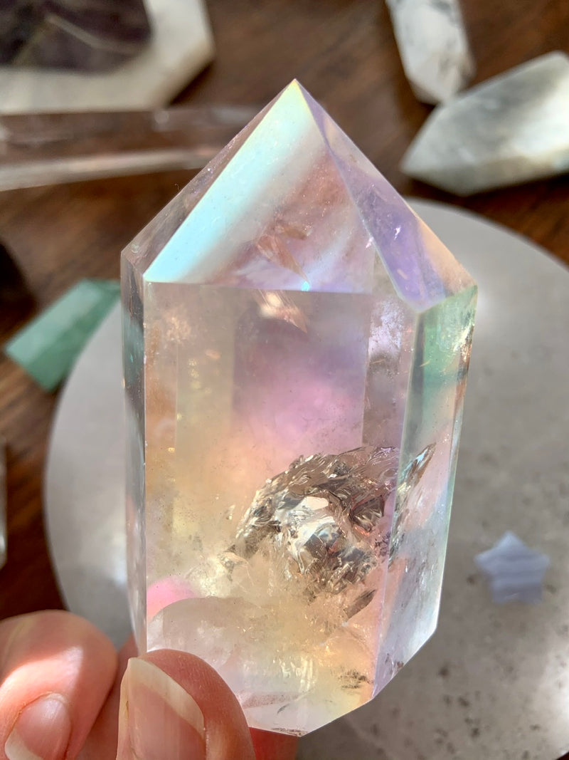 Angel Aura QUARTZ CRYSTAL Tower with Rainbows 1