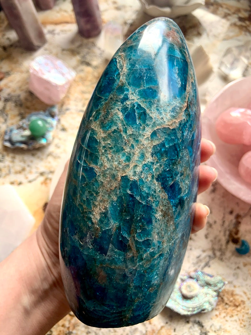 XL BLUE APATITE FREEFORM Display Piece, over 4 lbs