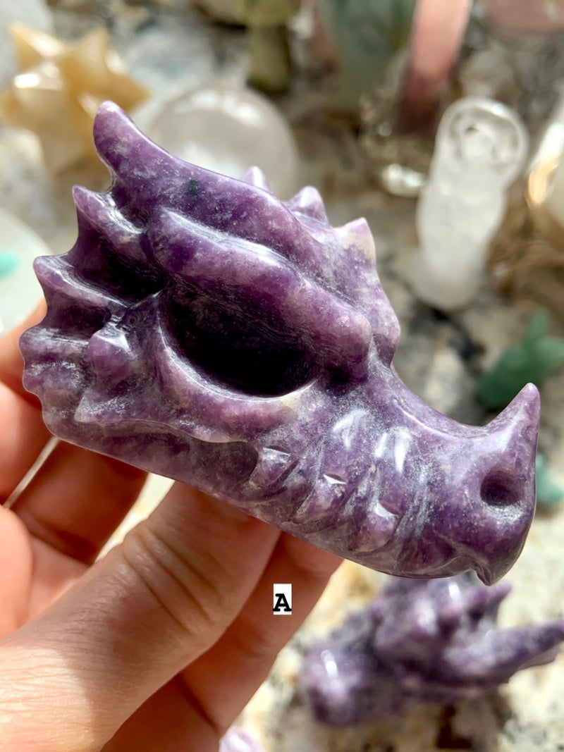 LEPIDOLITE DRAGON ~ Hand-Carved Crystal Dragon