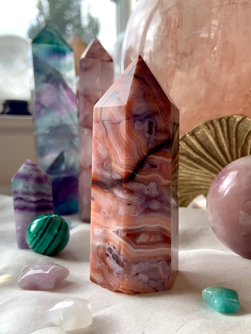 Dots + Stripes CARNELIAN CRYSTAL TOWER