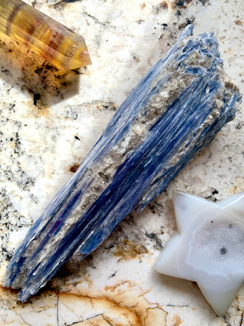 Exquisite Blue Kyanite Fan Specimen with Muscovite