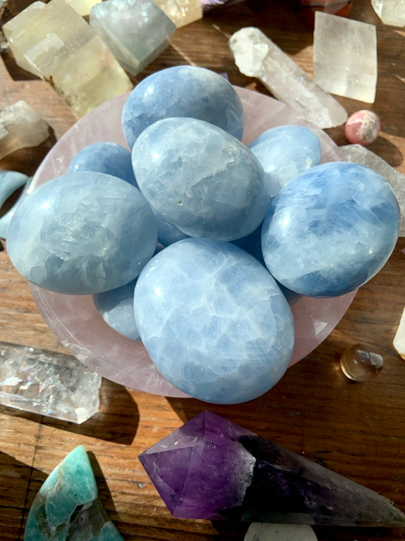 Soothing BLUE CALCITE Palm Stones