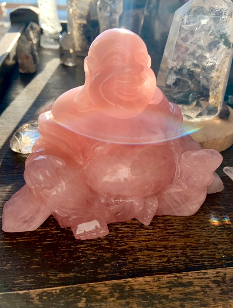 Super Pink Rose Quartz Laughing Buddha