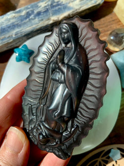 Rainbow Sheen Obsidian Lady of Guadalupe for energetic protection