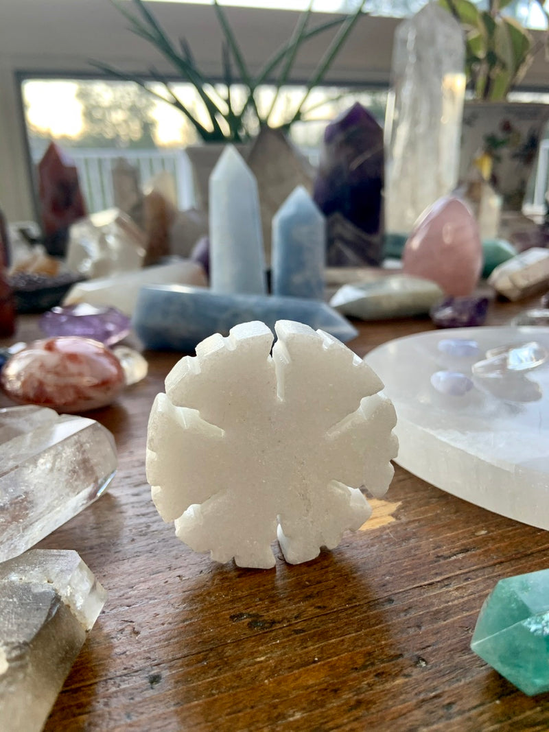 CRYSTAL SNOWFLAKE carved from White Marble