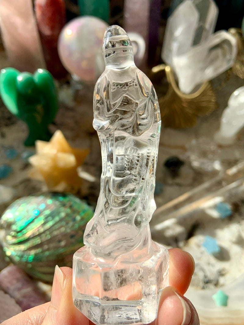 Exquisite CLEAR QUARTZ Quan Yin Carving No. 4 ~ Hand-Carved Crystal Goddess