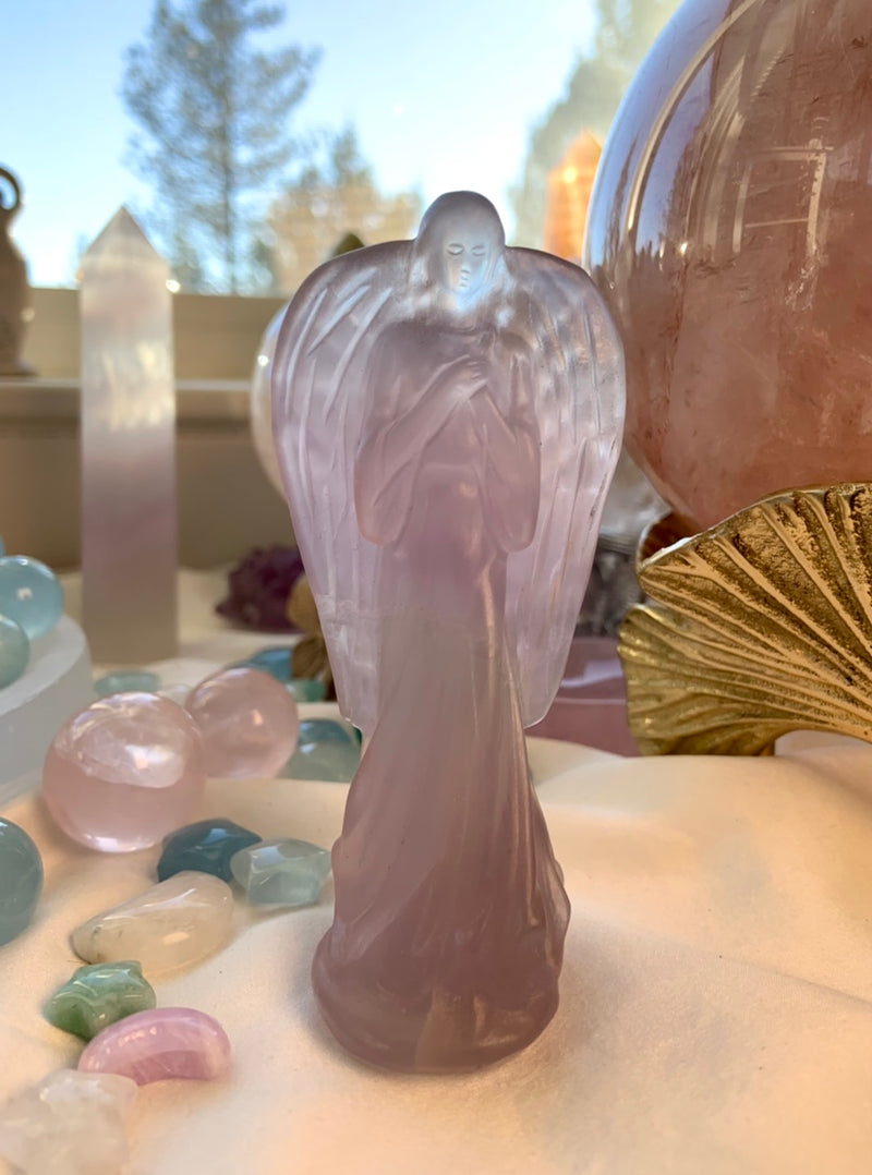 Lavender Yttrium Fluorite Angel Carving ~ Hand-Carved Crystal Angel