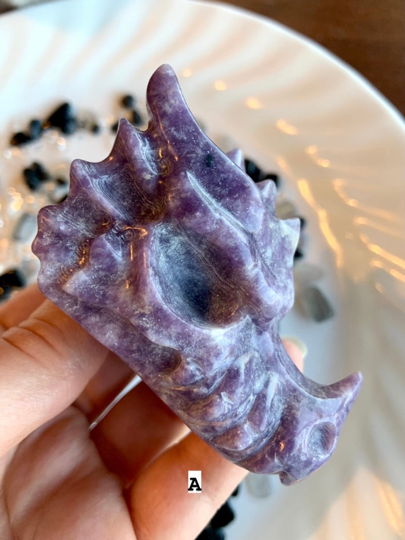 LEPIDOLITE DRAGON ~ Hand-Carved Crystal Dragon