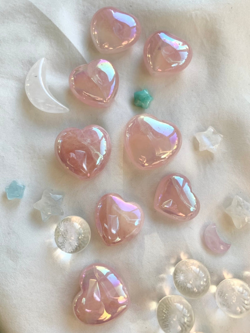 Angel AURA ROSE QUARTZ Heart, Crystal Heart, Heart-Shaped Crystals, Angelic Crystals in Mt Shasta