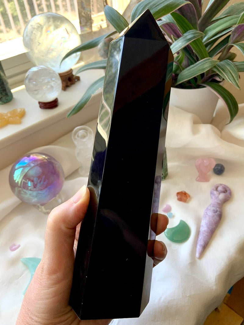 Tall + Lovely XXL BLACK OBSIDIAN TOWER for energetic protection