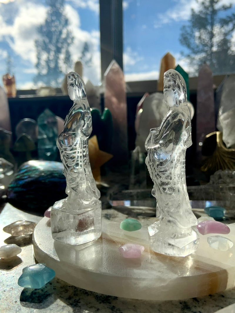 Exquisite CLEAR QUARTZ Quan Yin Carving No. 4 ~ Hand-Carved Crystal Goddess