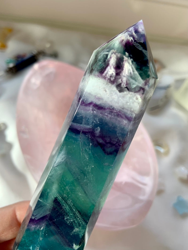 Teal + Purple FLUORITE DT with Scolecite Snowflake Inclusions