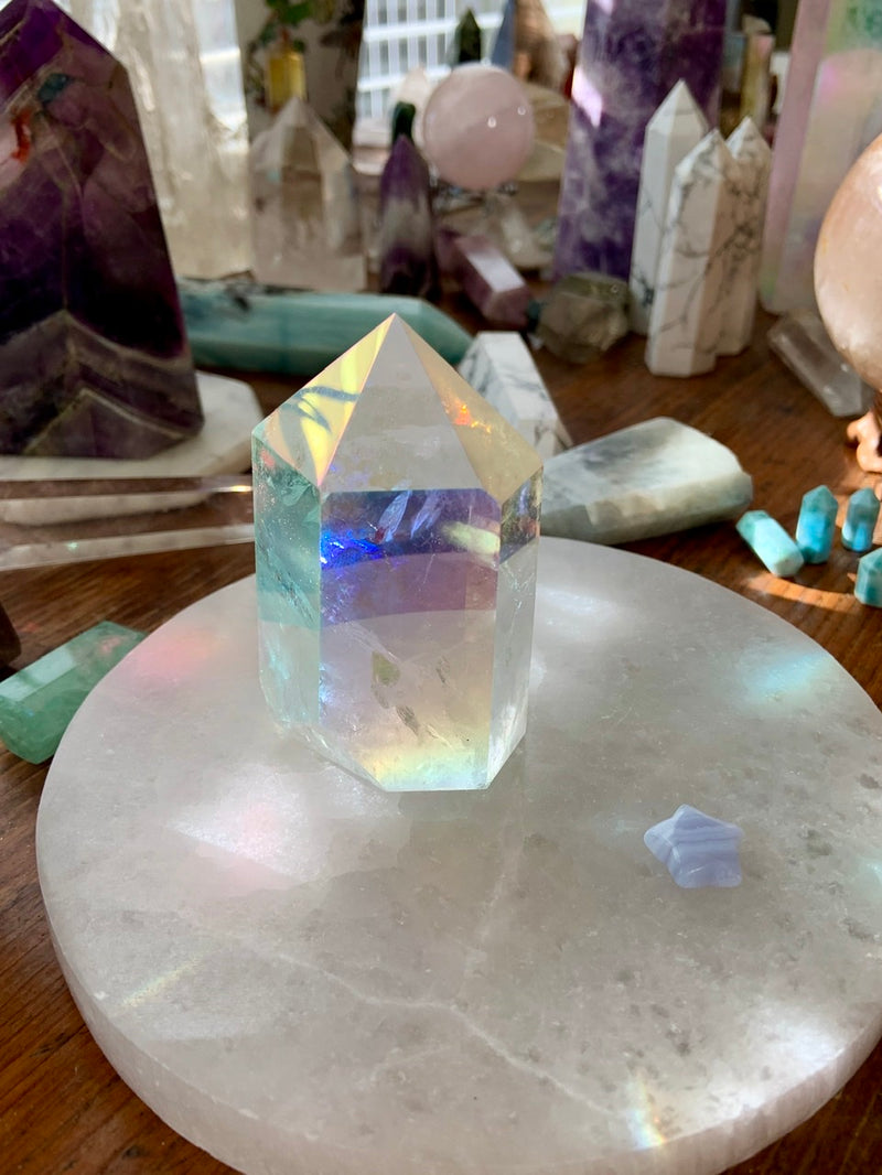 Angel Aura QUARTZ CRYSTAL Tower with Rainbows 1